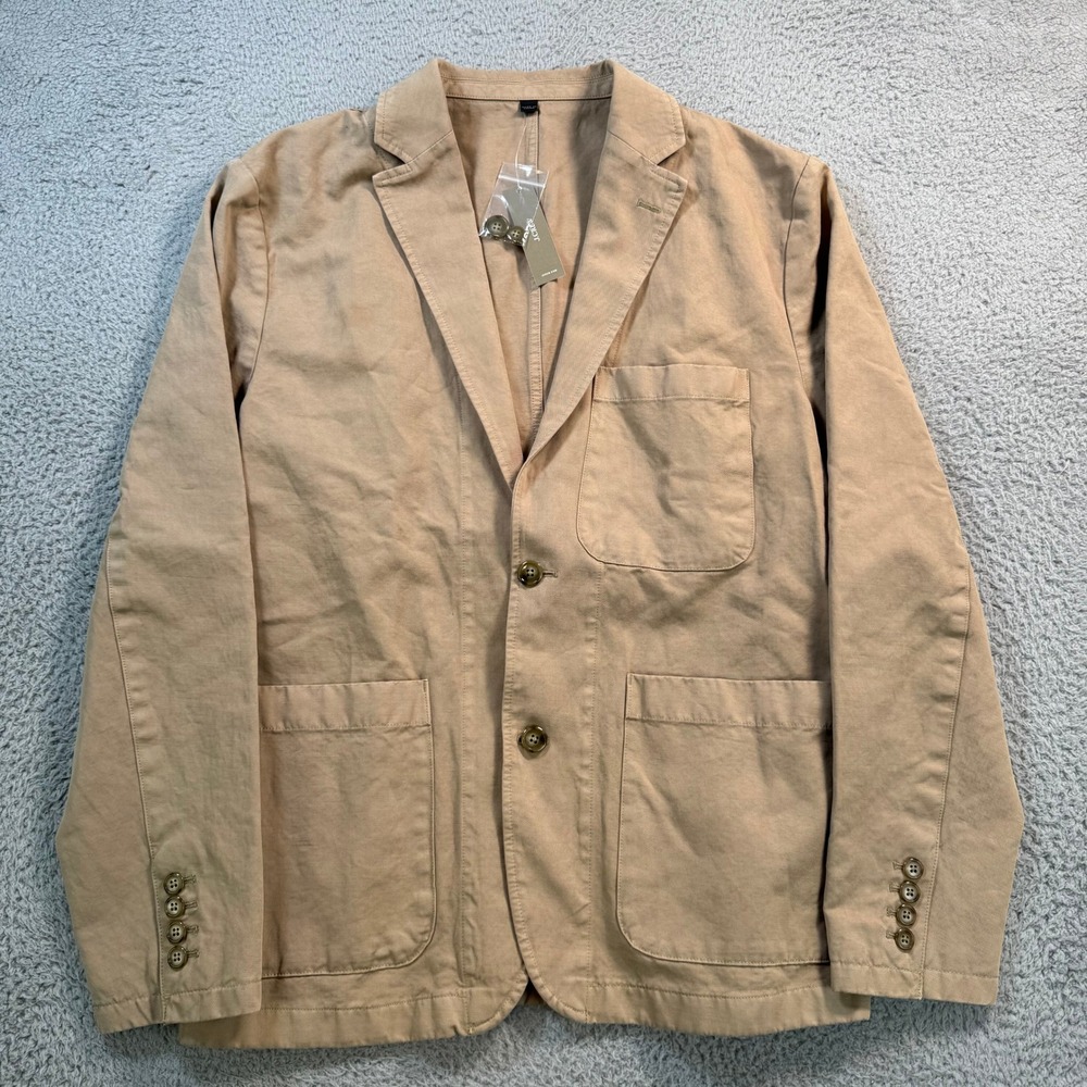 J.Crew Mens 40 Cotton Linen Unstructured Blazer Chore Coat Jacket Khaki Tan